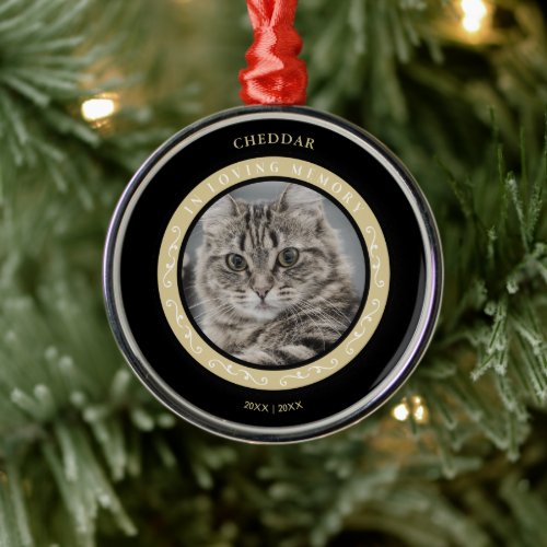 Pet Cat Photo Ornamental Remembering Loved One Metal Ornament