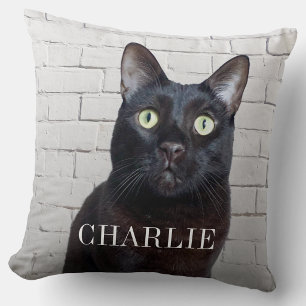 Pet Cat Photo Personalized Throw Pillow