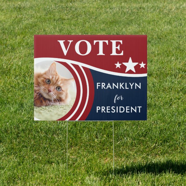 Pet Cat Photo Presidential Election 2024 Candidate Sign (Insitu)