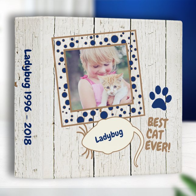 Pet Cat Photo Scrapbook Album Dark Blue 3 Ring Binder (Creator Uploaded)