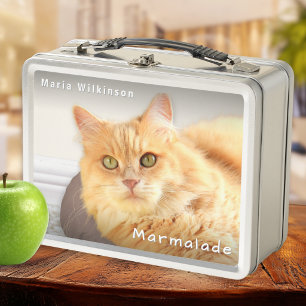 Pet Cat Photo Simple Elegant Personalized Metal Lunch Box