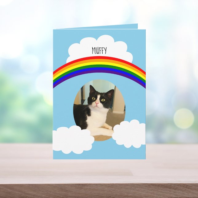 Pet Cat Rainbow Photo Sympathy Card (Creator Uploaded)