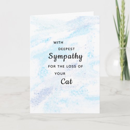 Pet Cat Sympathy Condolences Painted Greeting Card