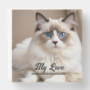 Pet Cat Wall Photo ''My Love'' Personalize Wooden Box Sign
