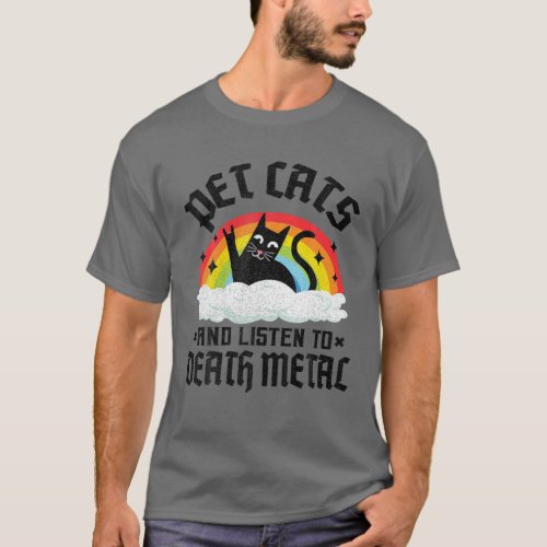 Pet Cats And Listen To Death Metal Kids Goth Heavy T_Shirt