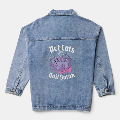 Pet Cats Hail Satan Kawaii Satanic Cat Astrology W Denim Jacket