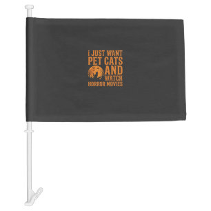 Pet Cats Horror Movies Halloween Design_1 Car Flag