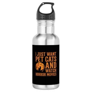 Pet Cats Horror Movies Halloween Design_1 Stainless Steel Water Bottle