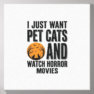 Pet Cats Horror Movies Vintage Halloween Shirt Des Canvas Photo Tile
