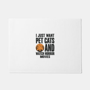 Pet Cats Horror Movies Vintage Halloween Shirt Des Doormat