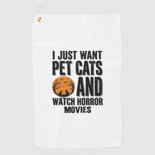 Pet Cats Horror Movies Vintage Halloween Shirt Des Golf Towel