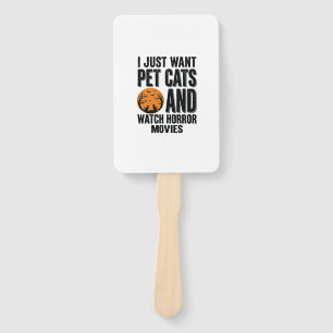 Pet Cats Horror Movies Vintage Halloween Shirt Des Hand Fan