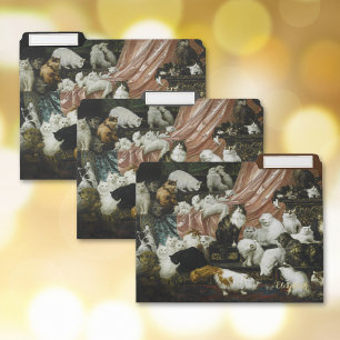 Pet Cats Kittens Vintage Animal Art Monogrammed File Folder