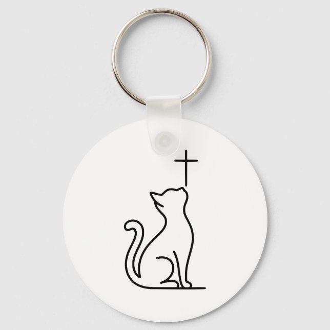 Pet Cats Love Jesus Be Happy Savior  Keychain (Front)