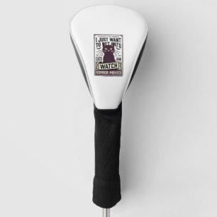 Pet Cats Watch Horror Movies Vintage Cat Design_1 Golf Head Cover