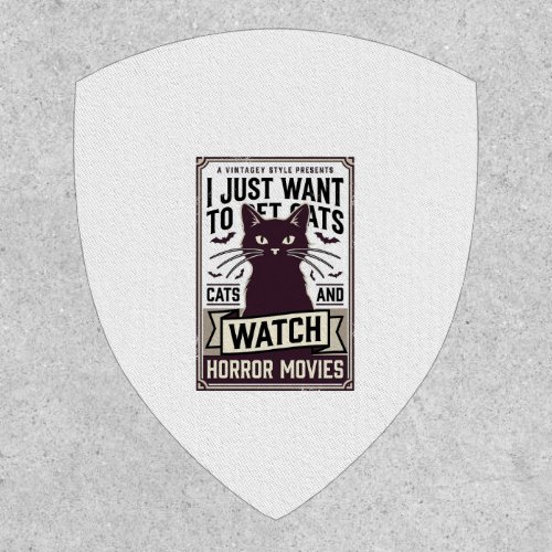 Pet Cats Watch Horror Movies Vintage Cat Design_1 Patch