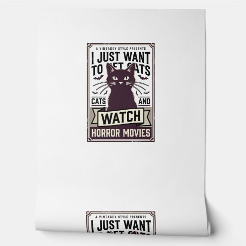 Pet Cats Watch Horror Movies Vintage Cat Design_1 Wallpaper