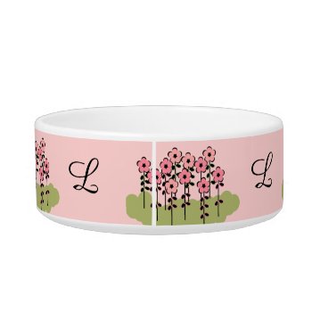 Pet Chic_bowl_girly Pink/green Floral/pink Bowl by GiftMePlease at Zazzle