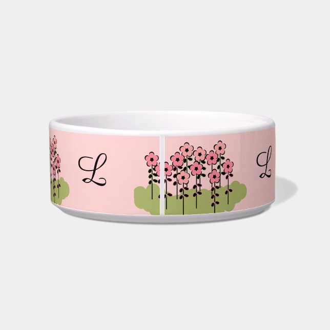 PET CHIC_BOWL_GIRLY PINK/GREEN FLORAL/PINK BOWL (Back)