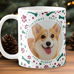 Pet Christmas Custom Photo Paw Prints Dog Grandma Coffee Mug