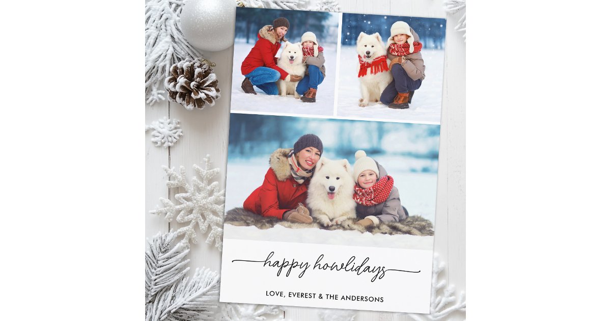 Pet Christmas Happy Howlidays Dog Photo Collage Holiday Card | Zazzle