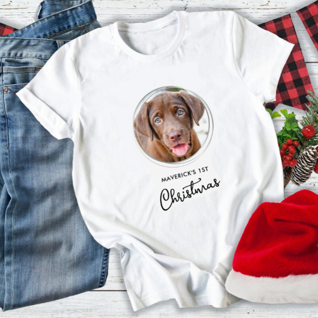 Pet Christmas Personalized Dog Photo Holiday T-Shirt