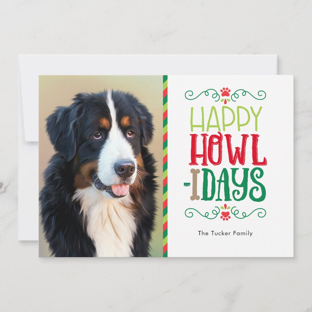 Pet Christmas Photo Card, Happy Howlidays Holiday Card