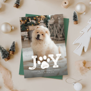 Pet Christmas photo cute simple green joy Holiday Card