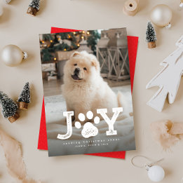 Pet Christmas photo cute simple joy Holiday Card