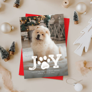 Pet Christmas photo cute simple joy Holiday Card