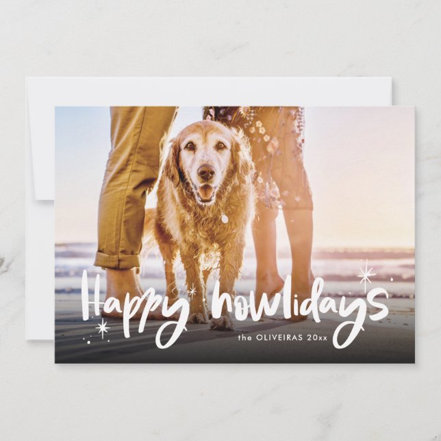 Pet Christmas Photo Dog Happy Howlidays Editable Holiday Card (Front)