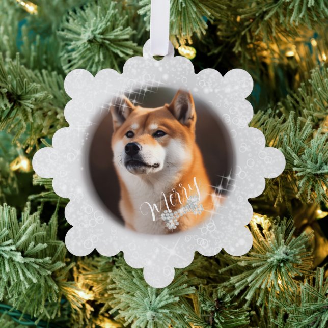 Pet Christmas Silver Ornament Card (Insitu (Tree))