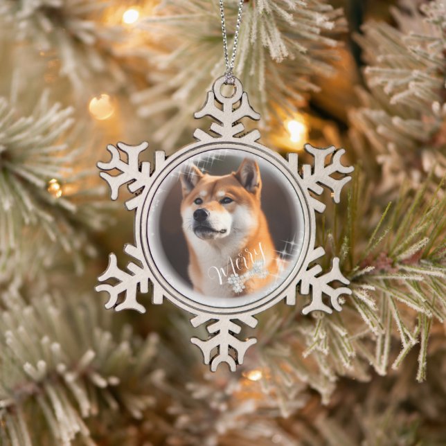 Pet Christmas Silver Ornament Card (Tree)