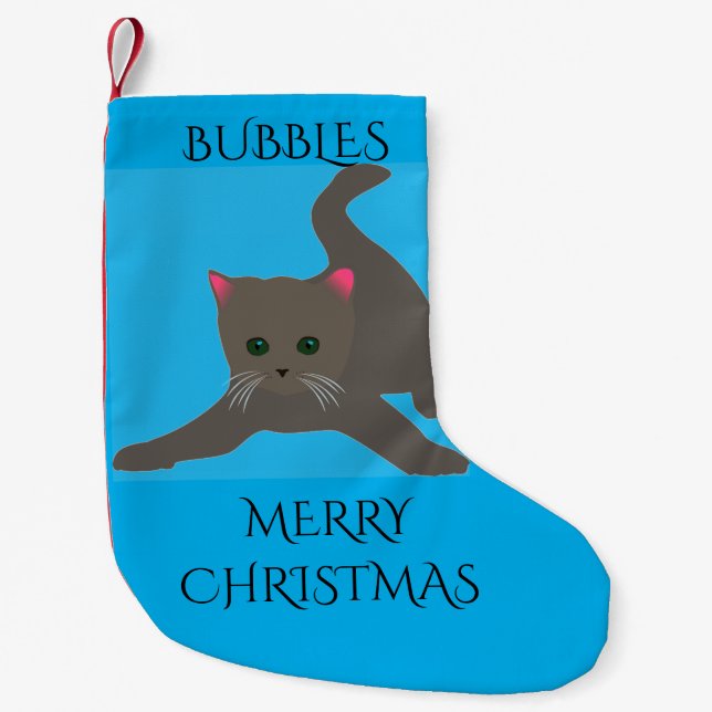 Pet christmas stocking with personalized name. CAT (Front)