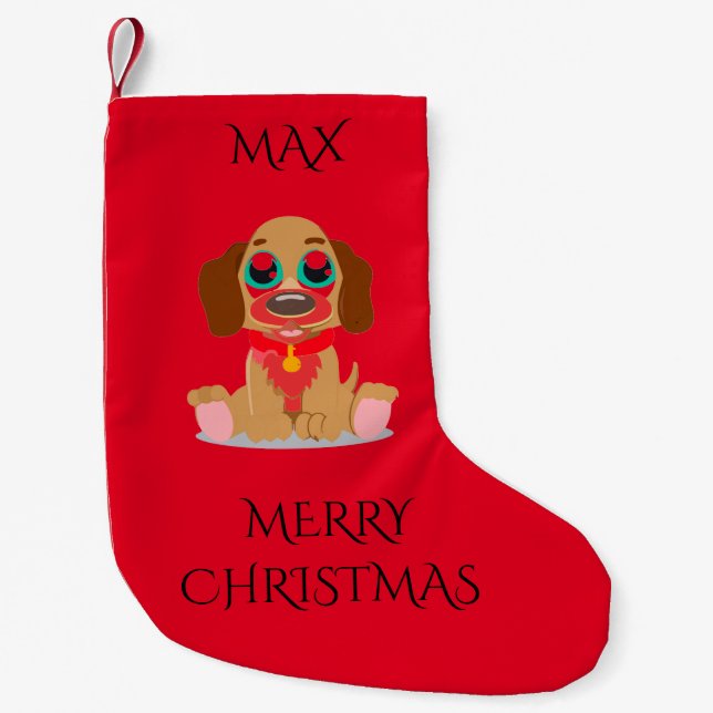 Pet christmas stocking with personalized name. DOG (Front)