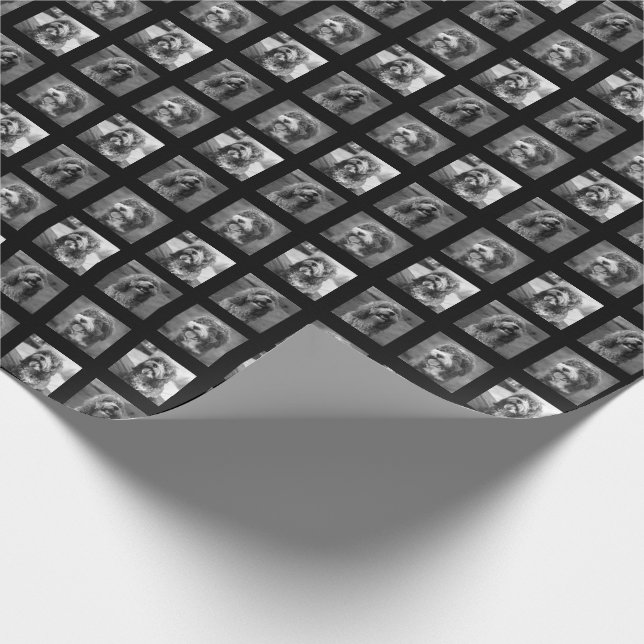 Pet collage black and white wrapping paper (Corner)