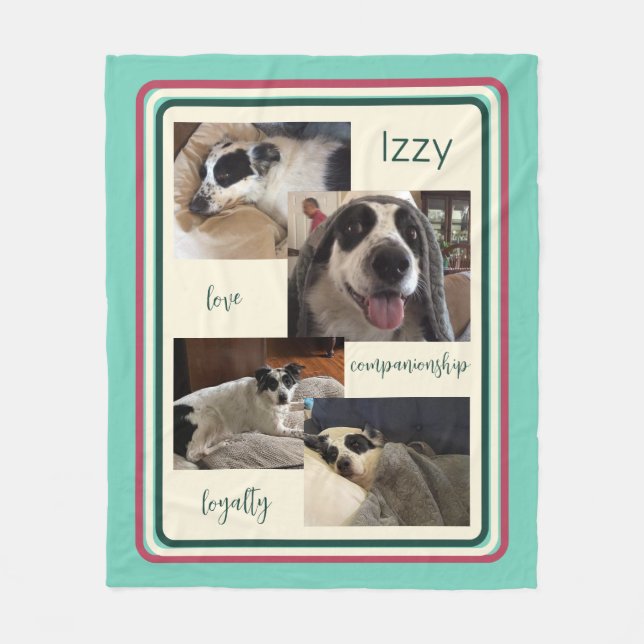 Pet Collage Photo Modern Fleece Blanket (Front)