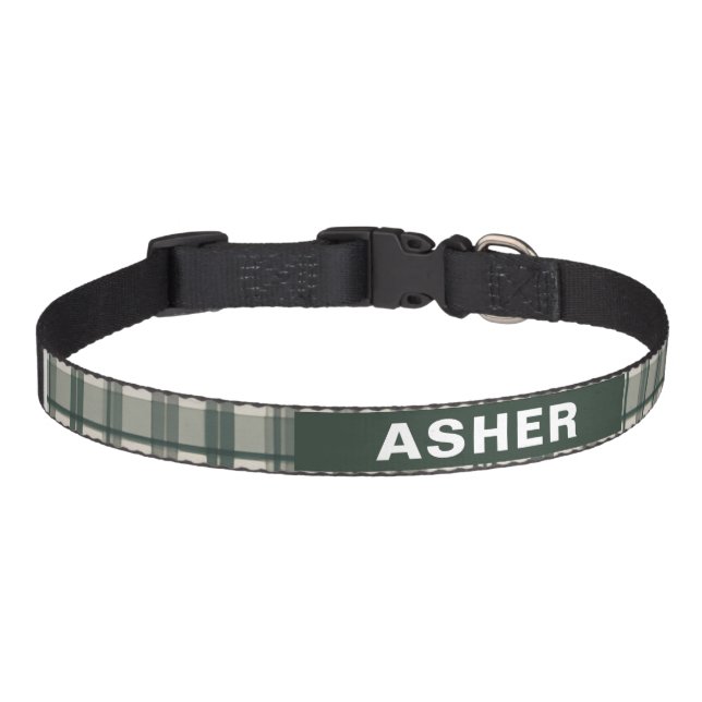 Pet Collar, Plaid, Customizable Collar (Front)