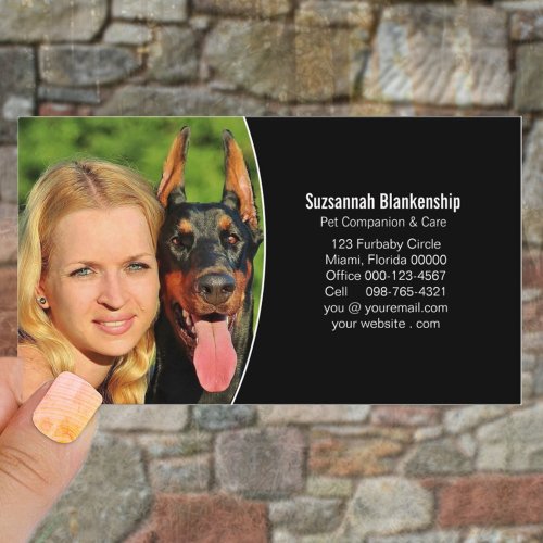 Pet Companion Black White Professional Photo  Business Card