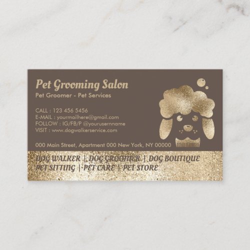 Pet Curly Coat Bath Haircut Salon Business Card