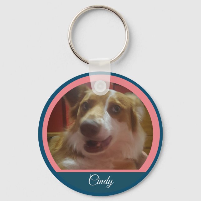 Pet Custom Photo and Name Keychain (Front)