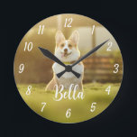 Pet Custom Photo Personalized Round Clock<br><div class="desc">Customizable Wall Clock with your Pet photo, simply click personalize and add Pet photo and your Pet Name, make your wall special with your personalized photo Wall Clock.</div>
