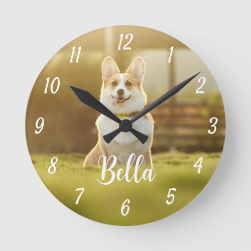 Pet Custom Photo Personalized  Round Clock