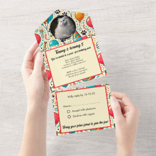 Pet Customizable Photo Birthday All In One Invitation