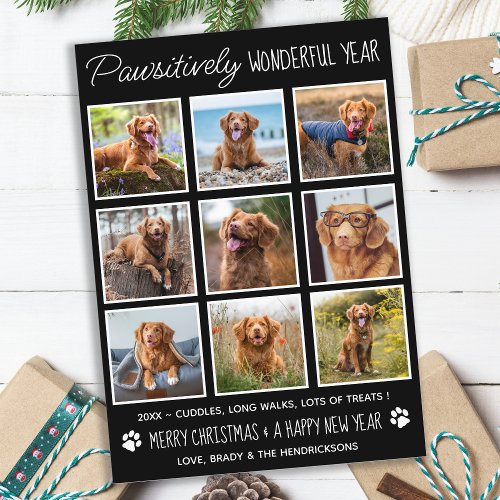 Pet Cute Funny Year in Review Dog Photo Collage Holiday Card