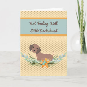 Pet Dachshund Get Well Card Polka Dots & Flowers