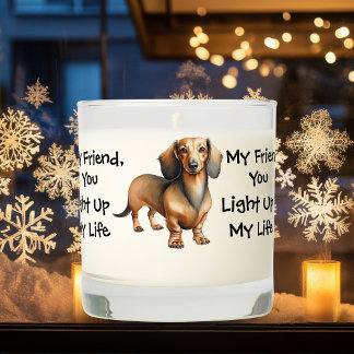 Pet Dachshund You Light Up Brown Personalize Scented Candle