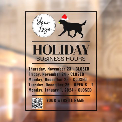 Pet Daycare Business Hours Holiday Template Window Cling