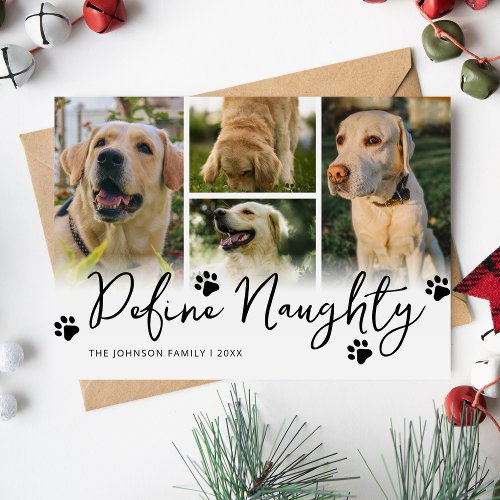 Pet Define Naughty Multi Photo Christmas Holiday Card