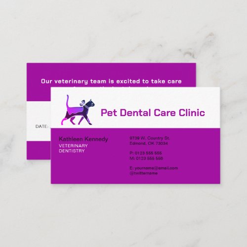 Pet Dental Care Clinic   Veterinary Dentistry Appointment Card